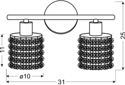 Lampa sufitowa Royal listwa 2x40W G9  chrom+kryształki