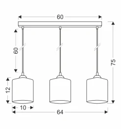 Lampa sufitowa Serena czarny 3x40 E27  klosz złoty
