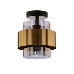 Lampa sufitowa Spiega czarny+mosiężny  1x60W E27 klosz dymiony