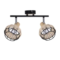 Lampa sufitowa Tajga listwa  czarny+drewniany 2x40W E14 klosz czarny+drewniany