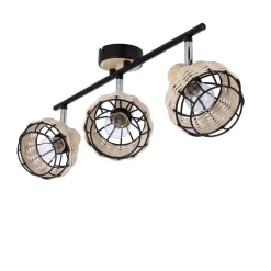 Lampa sufitowa Tajga listwa  czarny+drewniany 3x40W E14 klosz czarny+drewniany