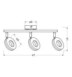 Lampa sufitowa Thema listwa 3x5W LED  chrom