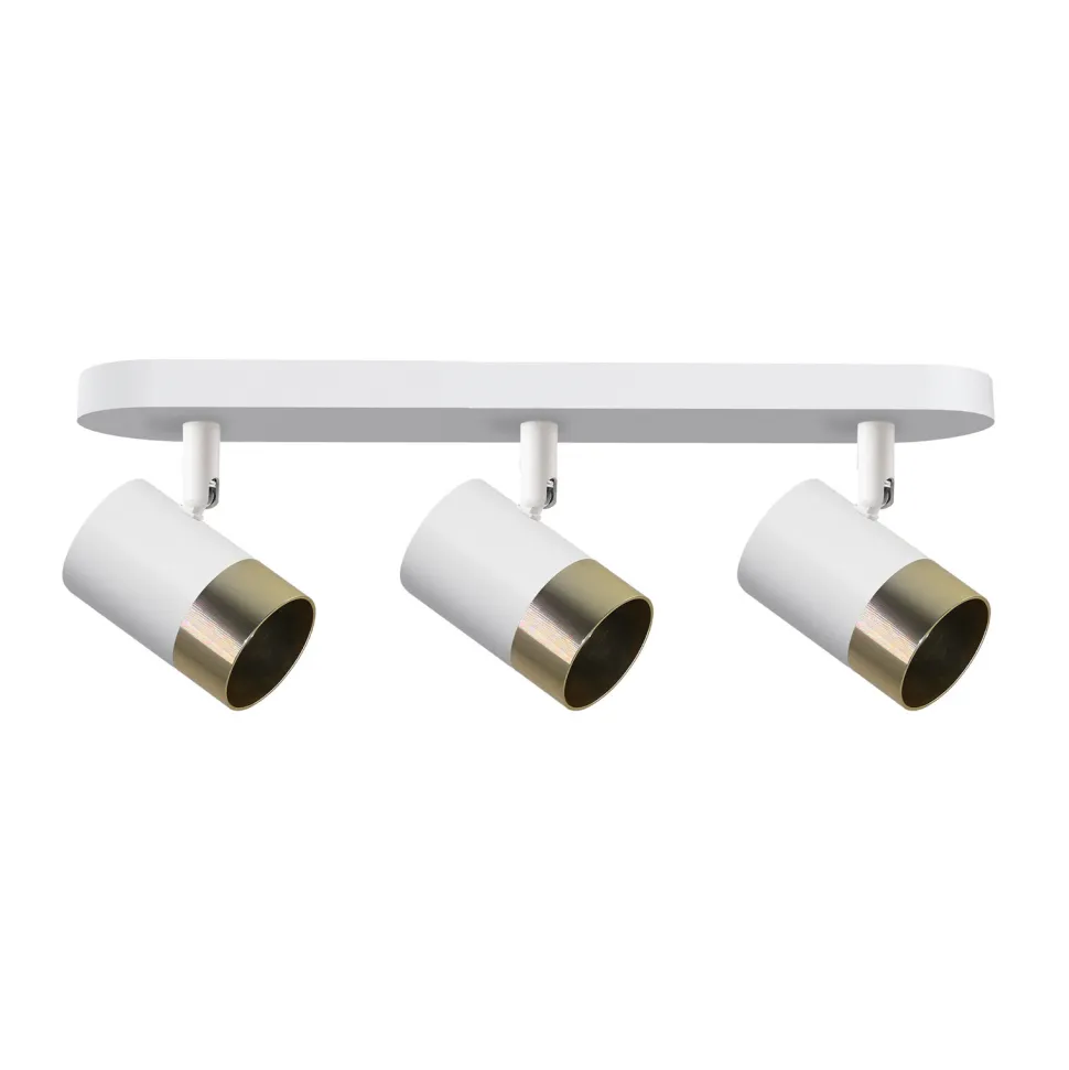 Lampa sufitowa Tobi listwa biały 3x15W GU10 klosz biały+złoty