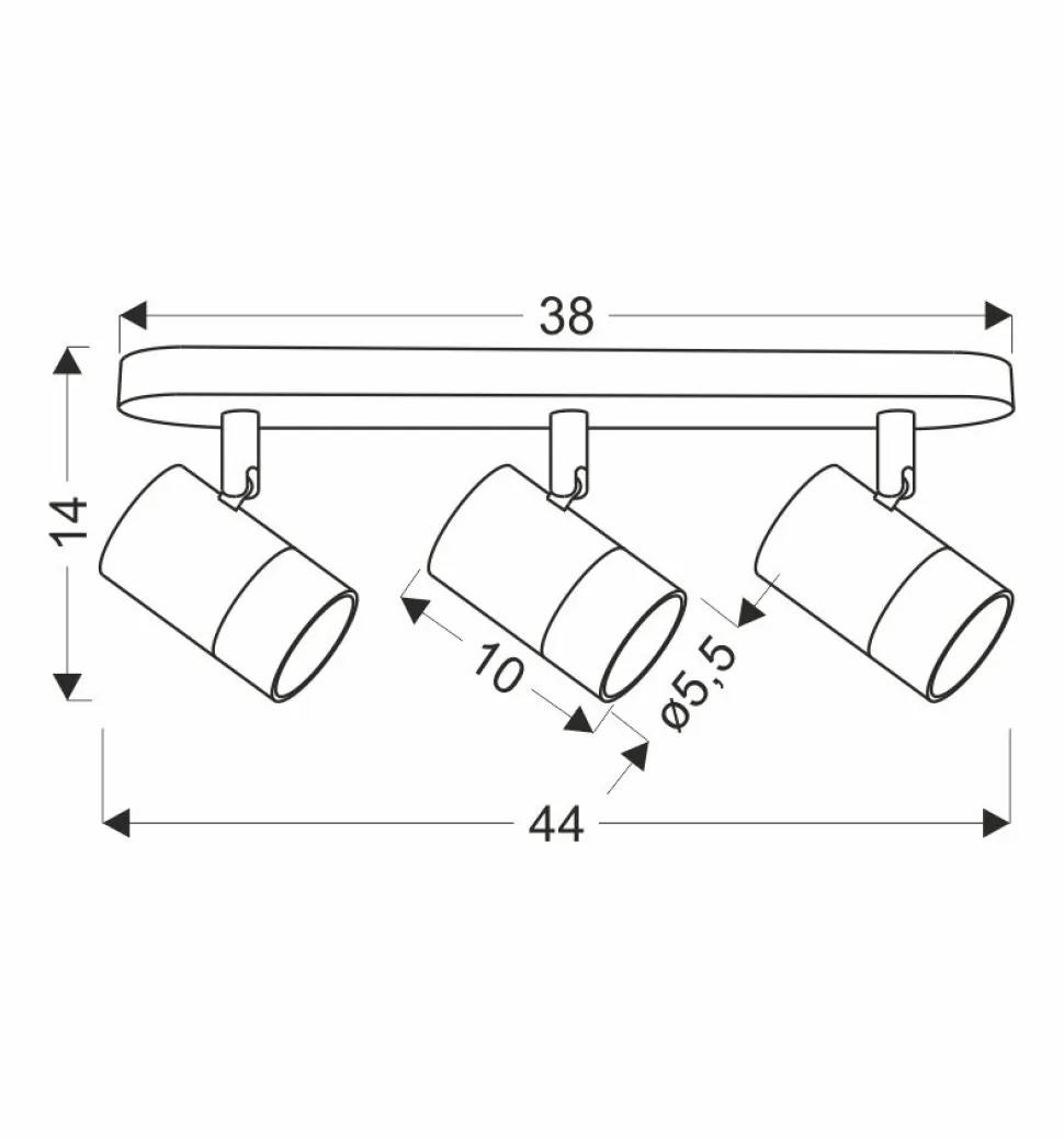 Lampa sufitowa Tobi listwa biały 3x15W GU10 klosz biały+złoty