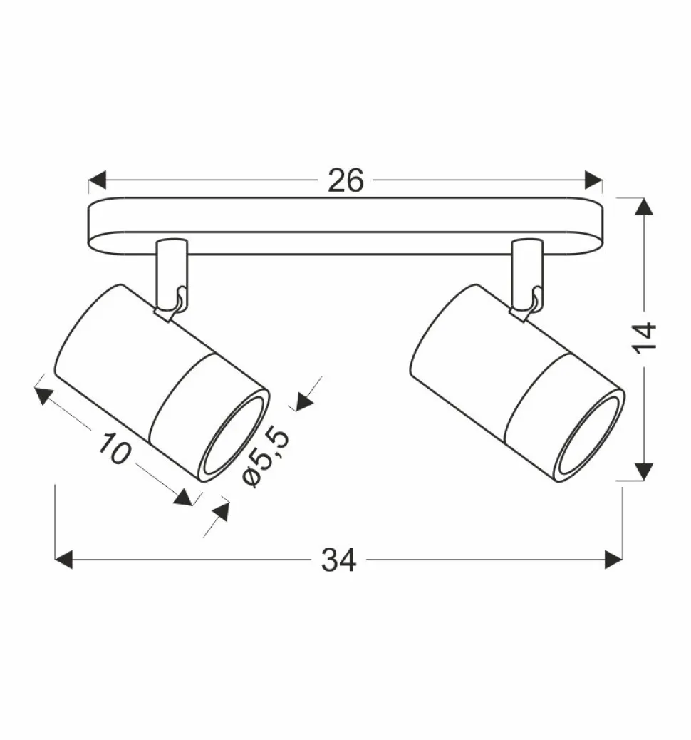 Lampa sufitowa Tobi listwa biały 2x15W GU10 klosz biały+złoty