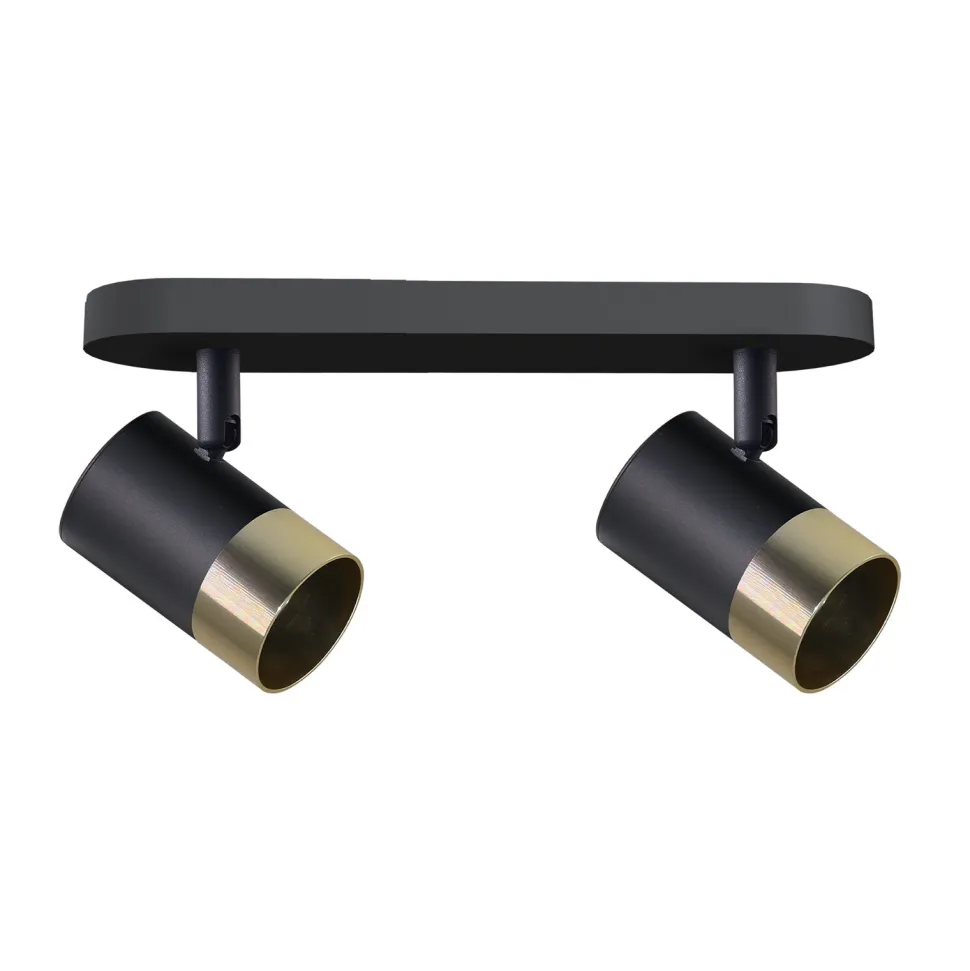 Lampa sufitowa Tobi listwa czarny 2x15W GU10 klosz czarny+złoty