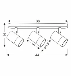 Lampa sufitowa Tobi listwa czarny 3x15W  GU10 klosz czarny+złoty