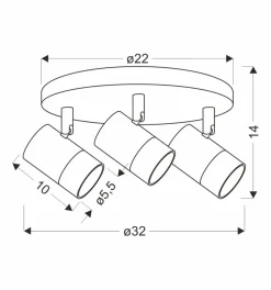 Lampa sufitowa Tobi plafon czarny 3x15W GU10 klosz czarny+złoty
