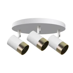 Lampa sufitowa Tobi plafon biały 3x15W GU10 klosz biały+złoty