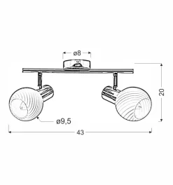 Lampa sufitowa Turno listwa 2x40W E14  chrom