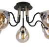 Lampa sufitowa Unica czarny+złoty 5x40W  E27 klosz dymiony