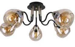 Lampa sufitowa Unica czarny+złoty 5x40W E27 klosz dymiony