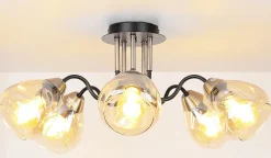 Lampa sufitowa Unica czarny+złoty 5x40W  E27 klosz dymiony