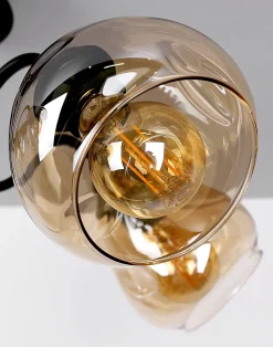 Lampa sufitowa Unica czarny+złoty 5x40W  E27 klosz dymiony