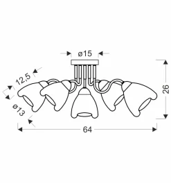 Lampa sufitowa Unica czarny+złoty 5x40W  E27 klosz dymiony