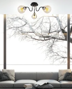 Lampa sufitowa Unica czarny+złoty 3x40W  E27 klosz dymiony