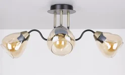 Lampa sufitowa Unica czarny+złoty 3x40W E27 klosz dymiony