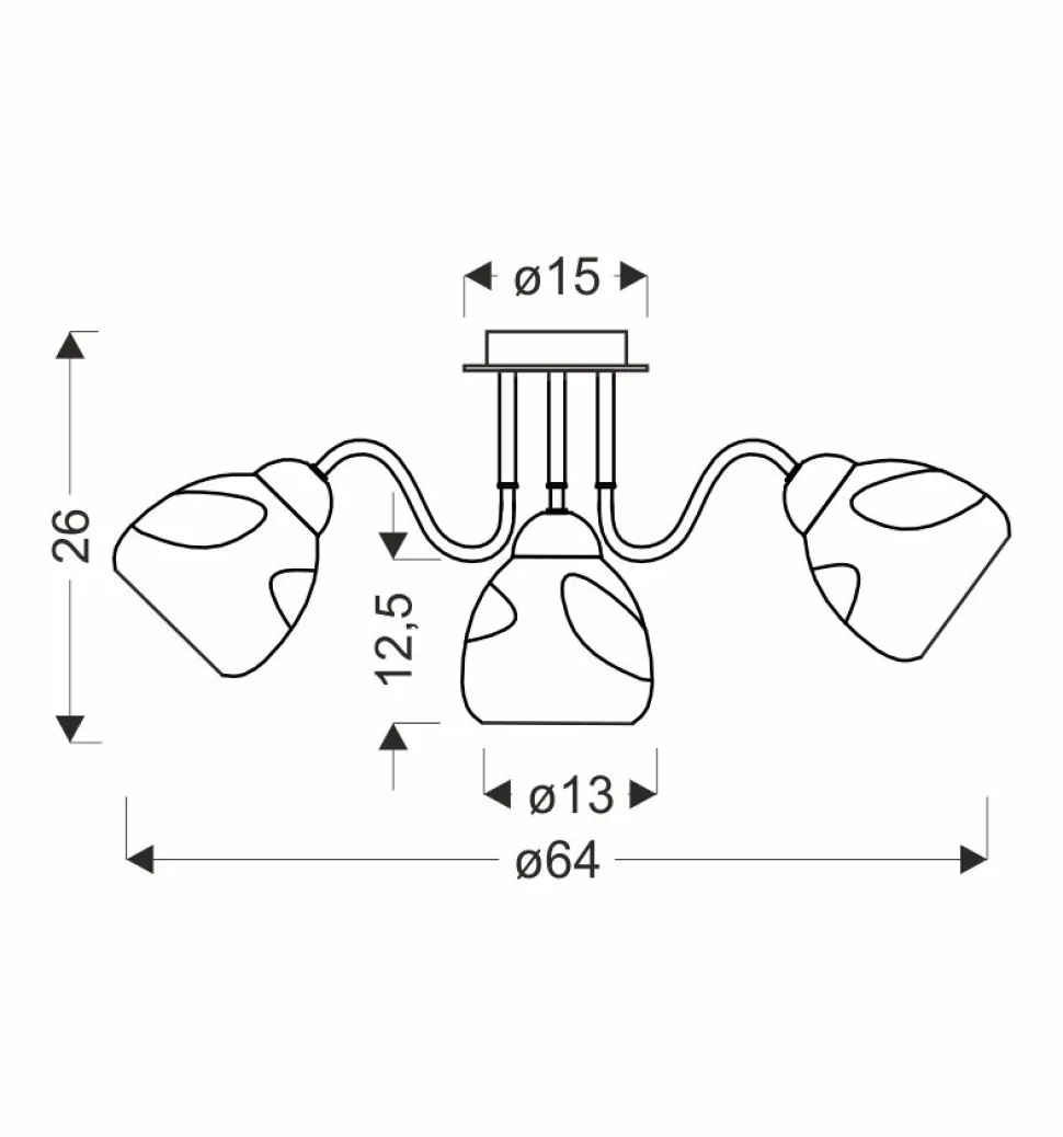 Lampa sufitowa Unica czarny+złoty 3x40W E27 klosz dymiony