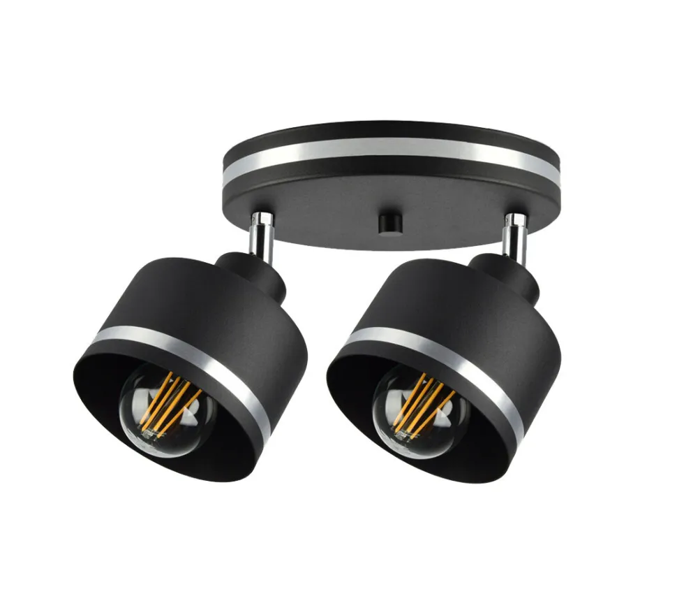 Lampa sufitowa Wama czarny 2x40W E27 klosz czarny+srebrny