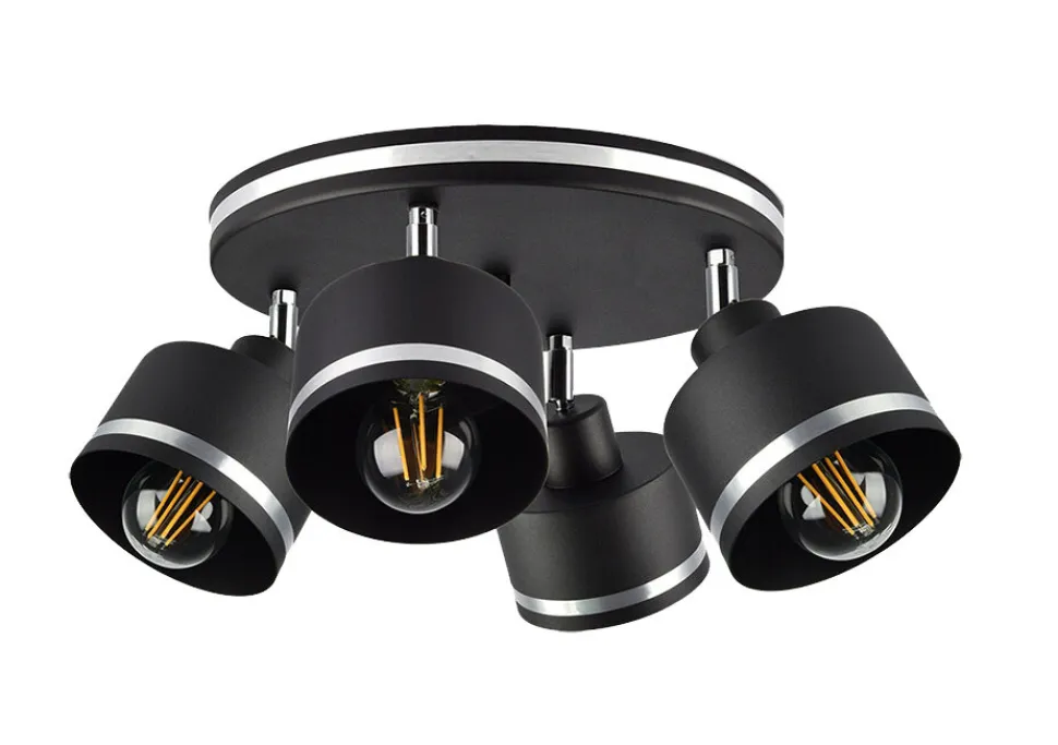 Lampa sufitowa Wama czarny 4x40W E27 klosz czarny+srebrny