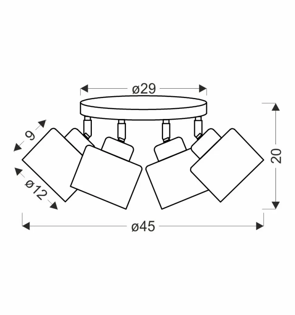 Lampa sufitowa Wama czarny 4x40W E27 klosz czarny+srebrny