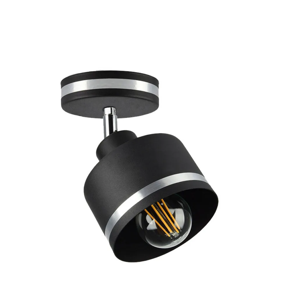 Lampa sufitowa Wama lampa spotowy czarny 1x40W E27 klosz czarny+srebrny