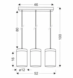 Lampa sufitowa Wels czarny+drewniany  3x40W E27 klosz dymiony