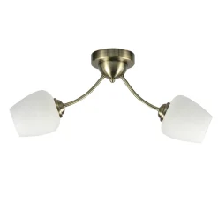 Lampa sufitowa Zina patynowy 2x40 E27  klosz biały