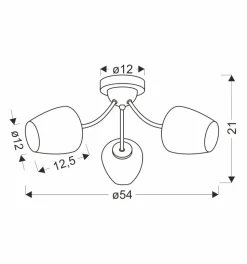 Lampa sufitowa Zina patynowy 3x40 E27  klosz biały