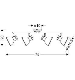 Lampa sufitowa Zumba listwa 4x40W E14  biały+czarny