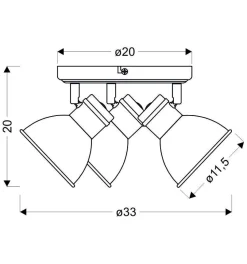 Lampa sufitowa Zumba plafon 3x40W E14  biały+czarny