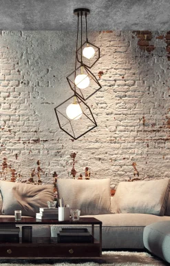 Lampa Wiszaca Weert Potrójny czarny, złoty