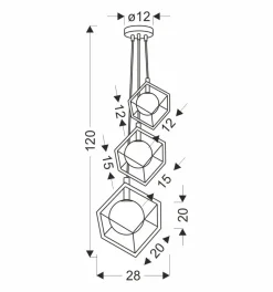 Lampa Wiszaca Weert Potrójny czarny, złoty