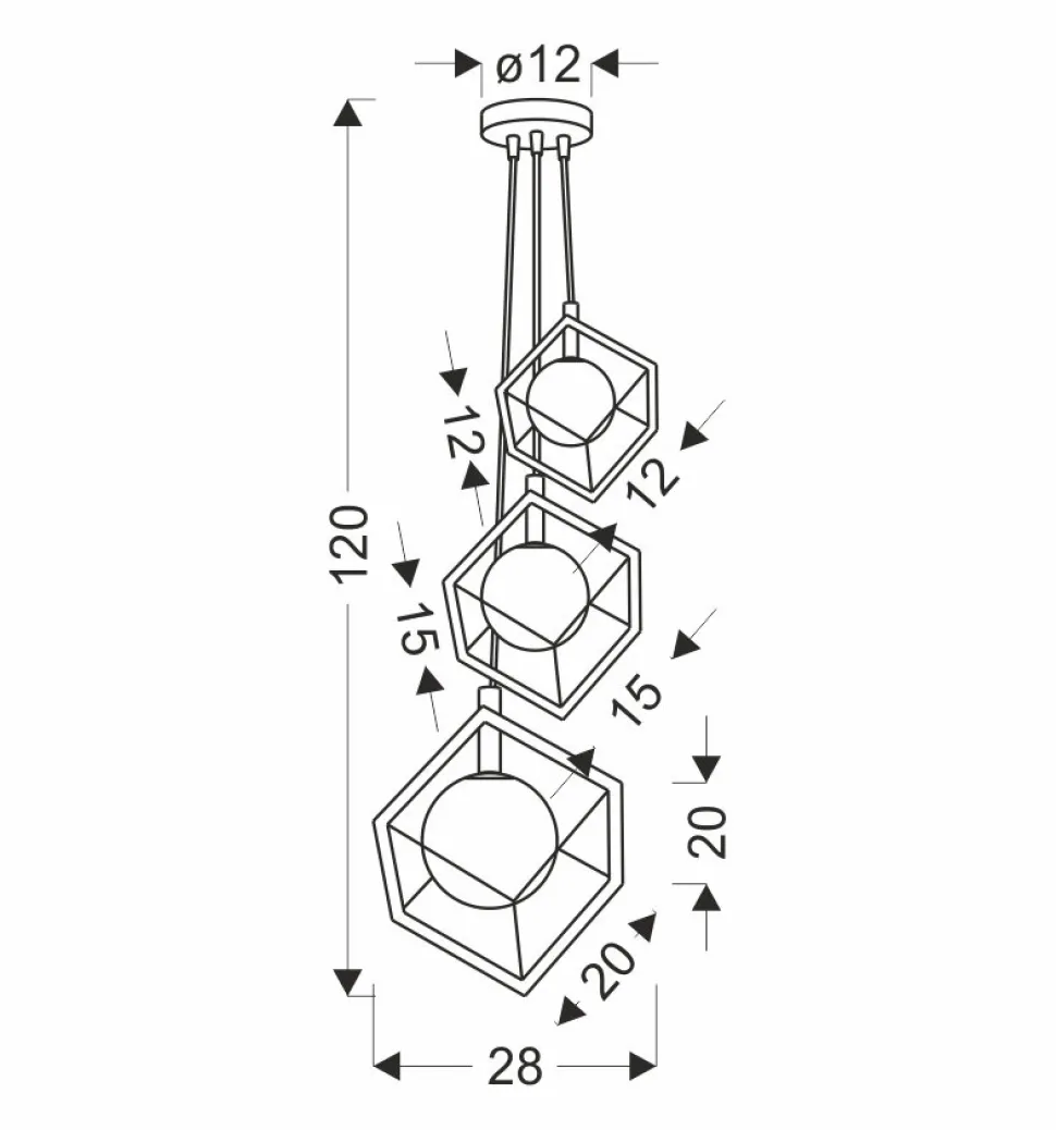 Lampa Wiszaca Weert Potrójny czarny, złoty