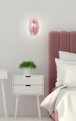 Lampa wisząca Abuko 1x60W E27 różowy mały