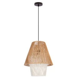 Lampa wisząca Africa 40 czarny 1x40W E27 abażur beżowy+biały