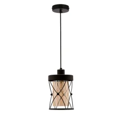 Lampa wisząca Agar czarny 1x60W E27 klosz bursztynowy