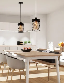 Lampa wisząca Agar czarny 1x60W E27  klosz bursztynowy