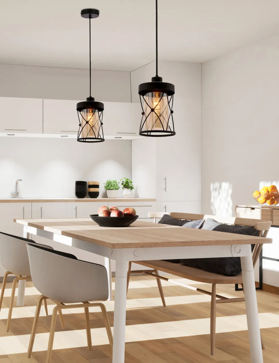 Lampa wisząca Agar czarny 1x60W E27 klosz bursztynowy