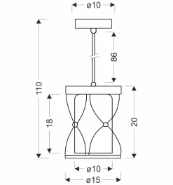 Lampa wisząca Agar czarny 1x60W E27 klosz bursztynowy