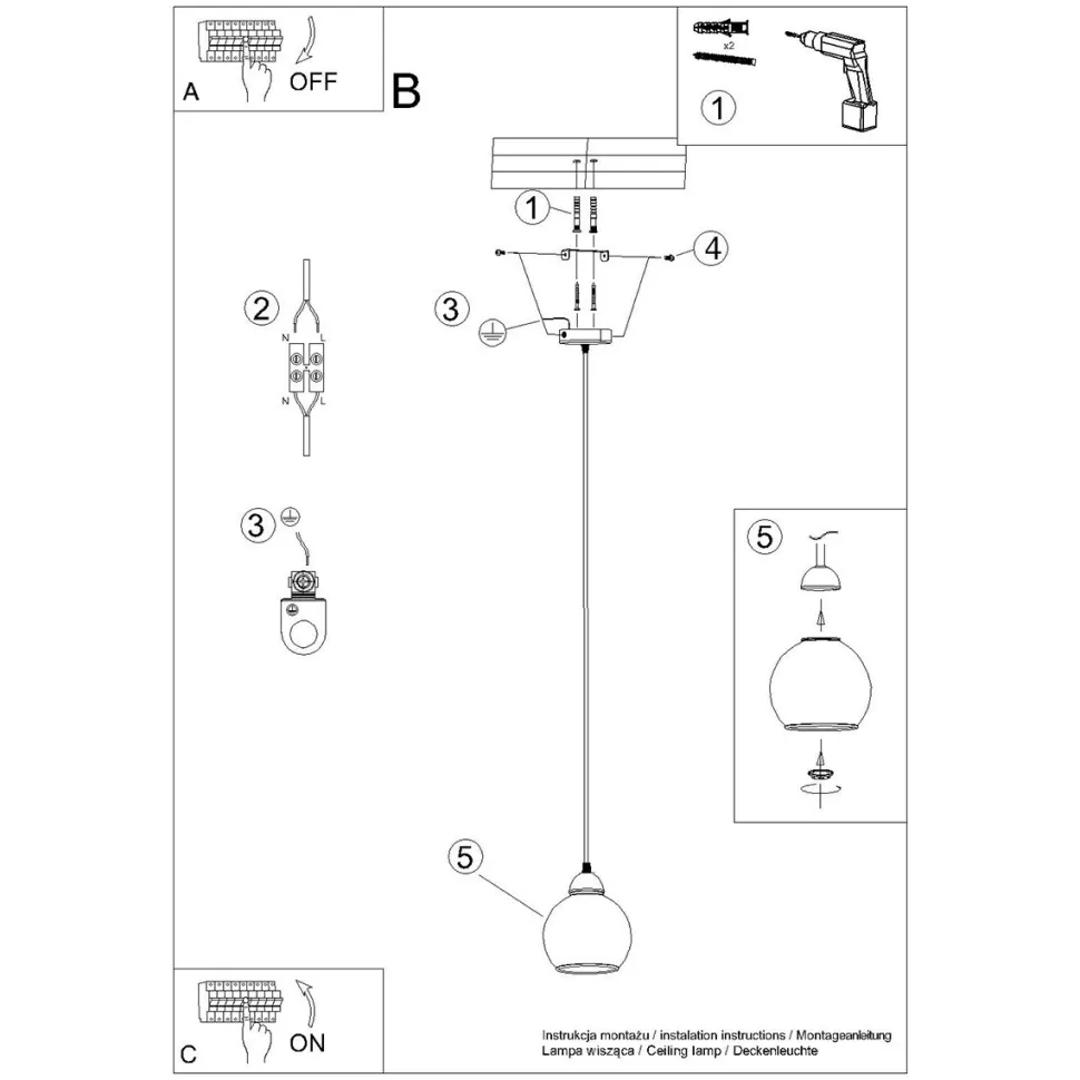 Lampa wisząca ALINO 1 czarna