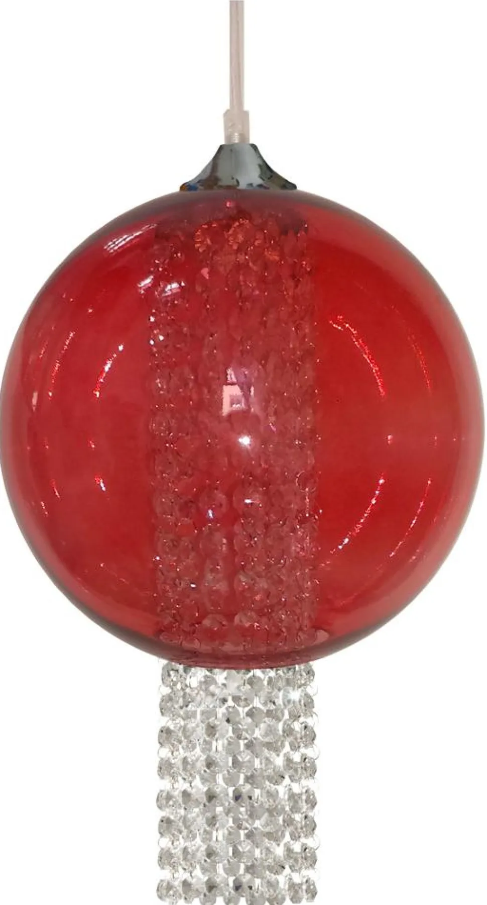 Lampa wisząca Allani 25 1x60W E27 czerwony z kryształkami