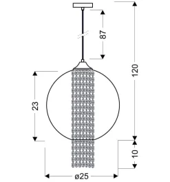 Lampa wisząca Allani 25 1x60W E27  czerwony z kryształkami