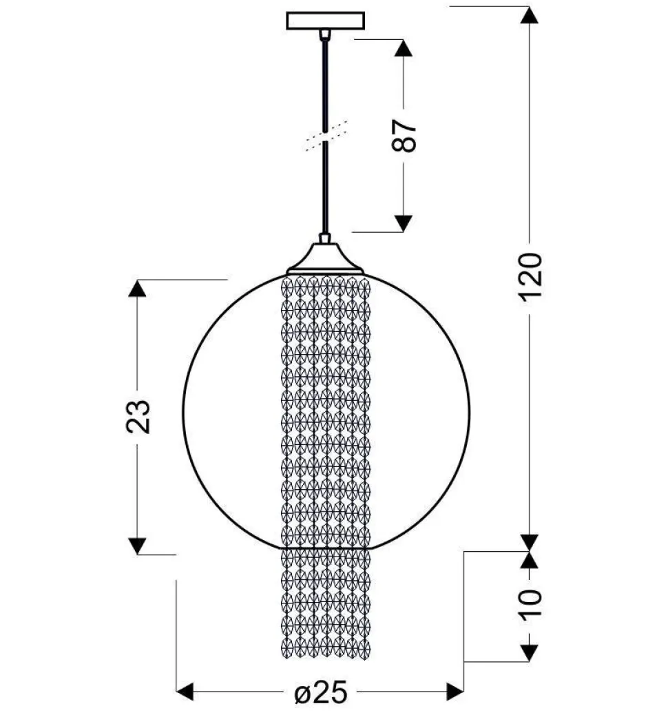 Lampa wisząca Allani 25 1x60W E27 czerwony z kryształkami