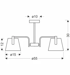 Lampa wisząca Amberg czarny 3x40W E14  abażur żółty