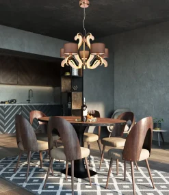 Lampa wisząca Ambrosia 3 5x40W E14 +  43,4W LED miedziany