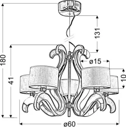 Lampa wisząca Ambrosia 3 5x40W E14 +  43,4W LED miedziany