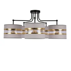 Lampa wisząca Andy czarny 5x40W E27 abażur szary+złoty