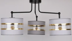 Lampa wisząca Andy czarny 3x40W E27  abażur szary+złoty