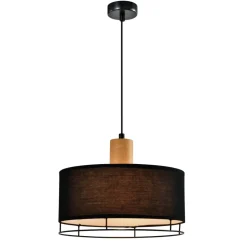 Lampa wisząca Ardi czarny+drewniany 1x40W E27 abażur czarny